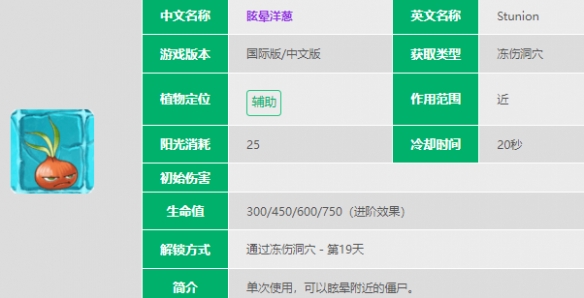 《植物大战僵尸2》眩晕洋葱介绍
