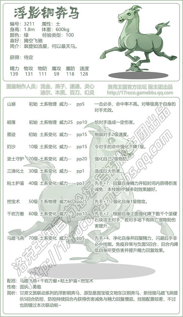 《洛克王国》浮影铜奔马性格技能搭配推荐